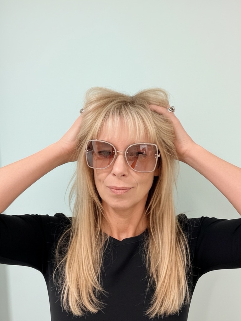 Jimmy Choo Oversized Square Sunglasses - Brown Gradient Lenses
